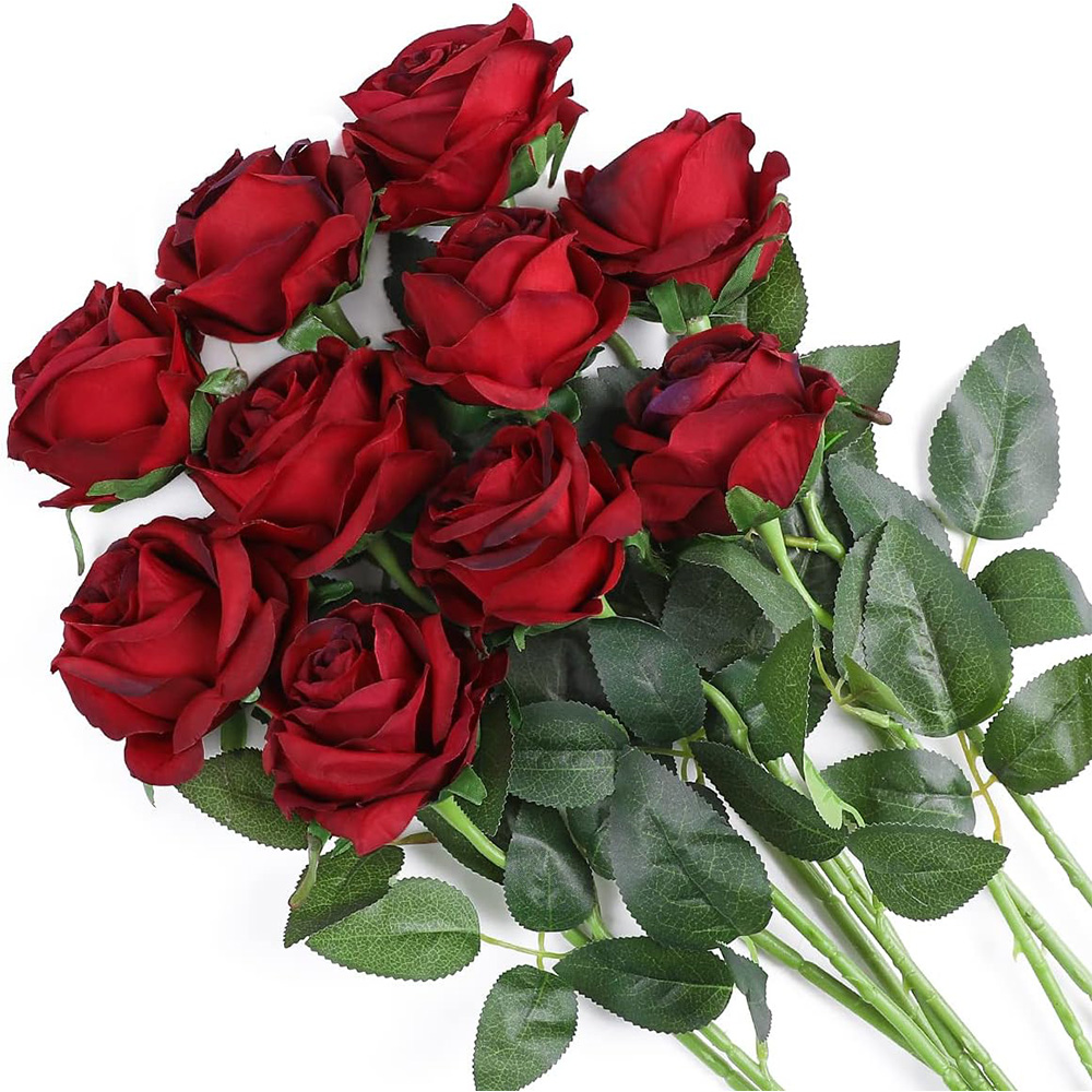 Artificial Red Roses, Realistic Fake Rose Flower Branch | Inspire Uplift