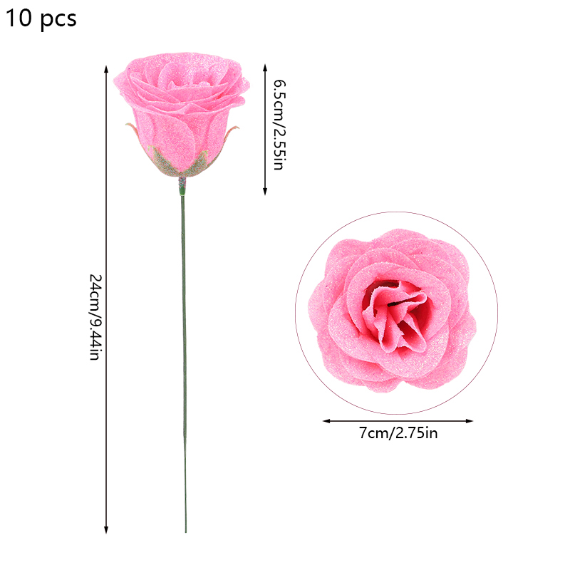 Artificial Glitter Red Rose Flowers Bouquet for Wedding Baby Shower Valentine's Day Home Party Decor DIY Garden