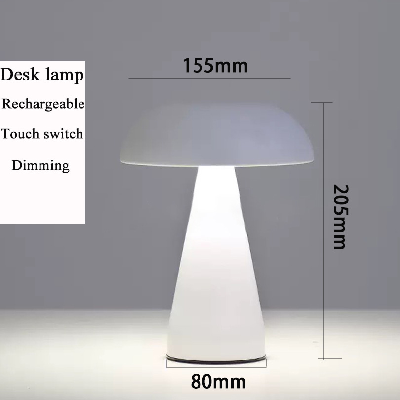 Retro Mushroom LED Table Lamp with Touch Sensor, Rechargeable Bedside Reading Lights for Bedroom and Bar Decor