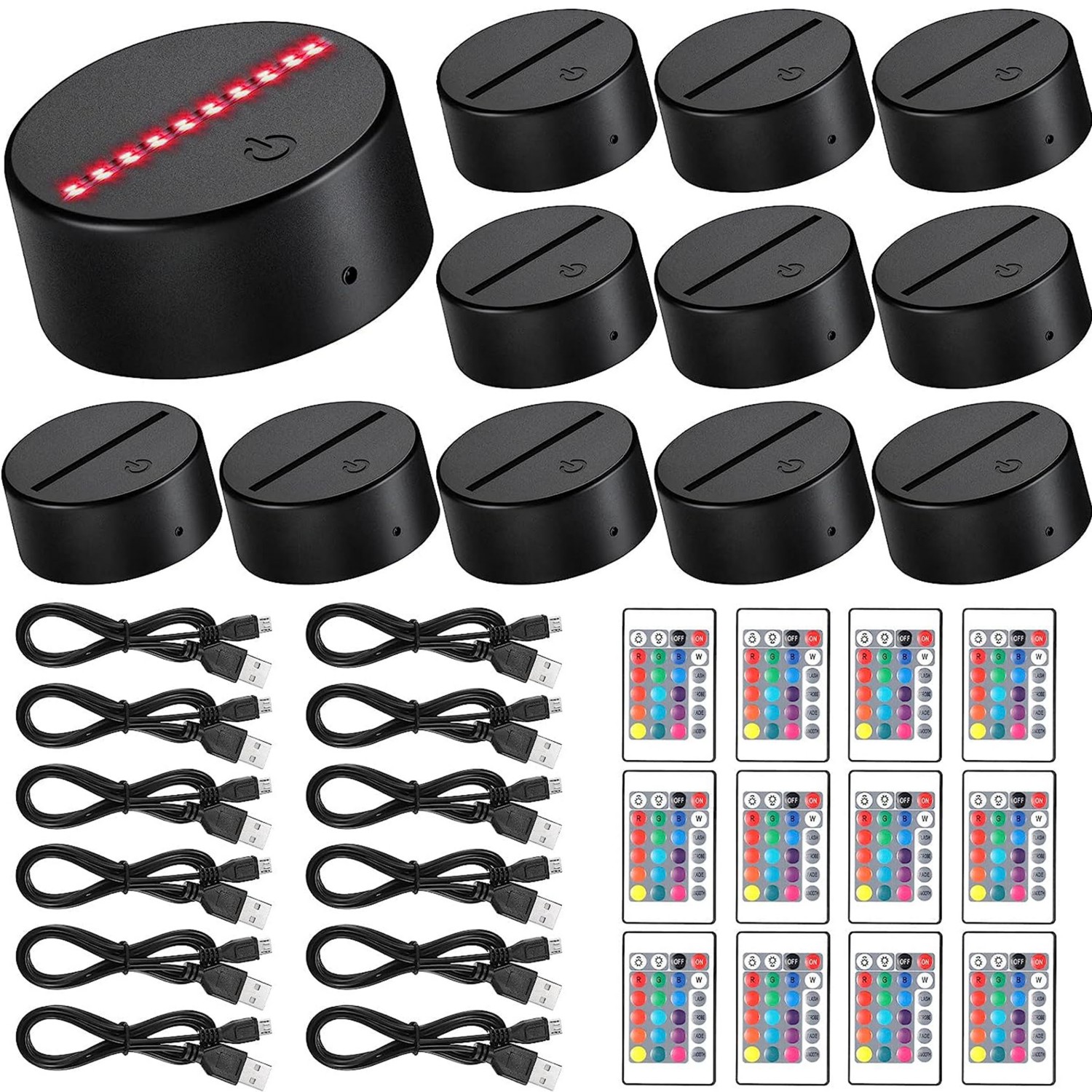 Three Led Base Light 3D Night LED Lamp Base 16 Colors Stand USB Cable for Acrylic | Inspire ...