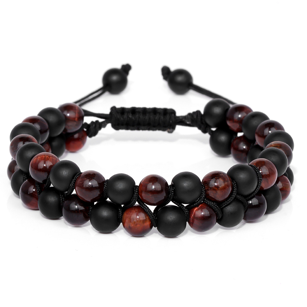 Double-layer Men Tiger Eye Beads Bracelet Natural Stone Hematite Health Care Charm Bracelets Jewelry for Homme