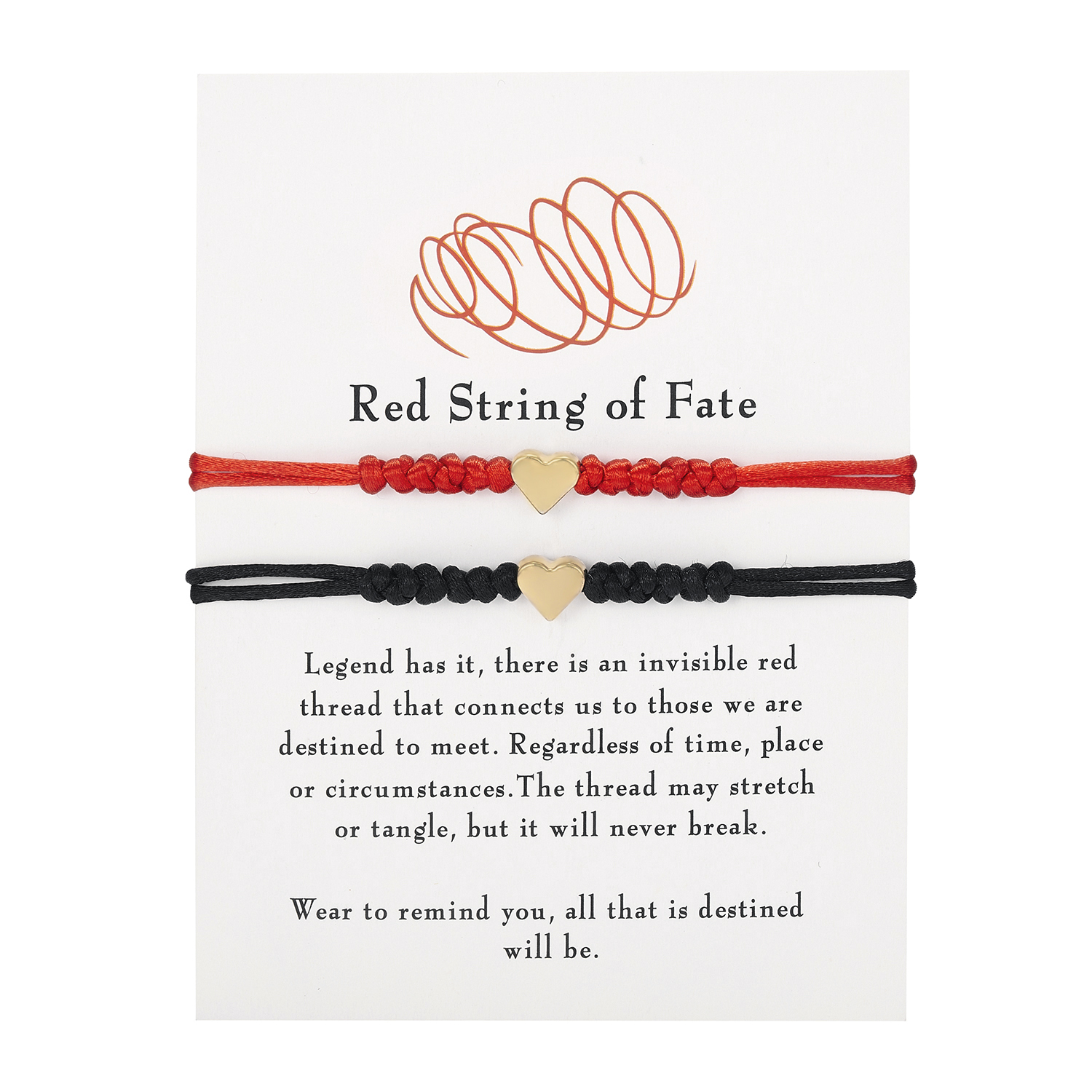 Handmade Red Black Rope Braided Bracelets Red String of Fate Matching Long Distance Couples Gifts for Good Luck