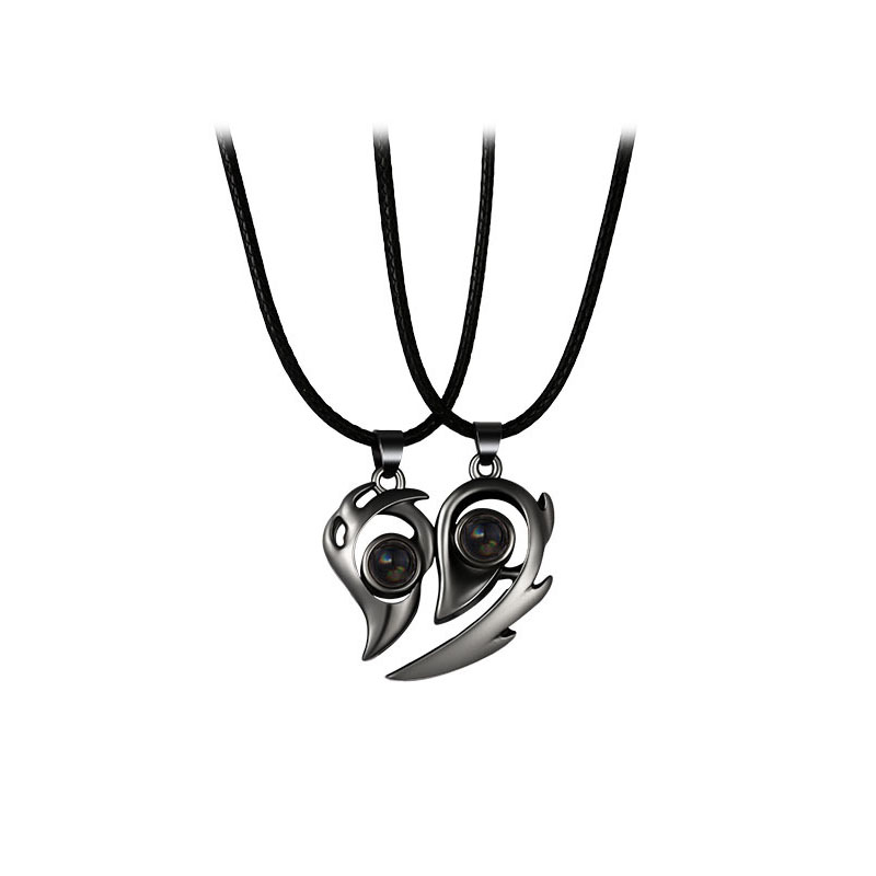 Heart Projection Magnetic Distance Couple Necklace, I Love You, Matching Pendant Jewelry