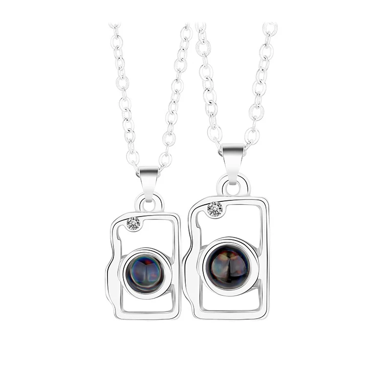 Attractive Magnetic Heart Camera Puzzle Pendant, I Love You Projection, Couple Necklace Gifts