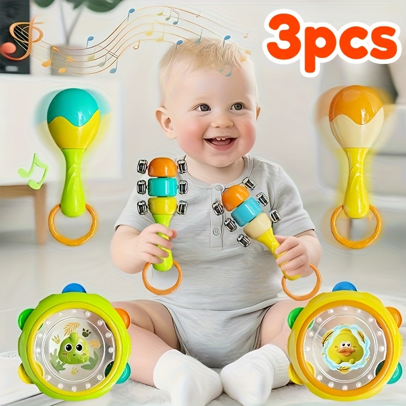 Musical Hand Drum and Bell Set Vibrant Yellow Green Perfect | Inspire ...