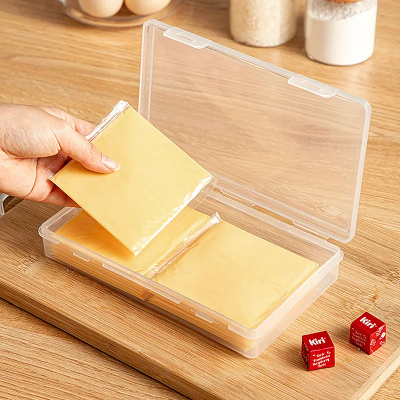 Airtight Cheese Storage Box Fridge Organizer for Sliced Cheese Garlic Ginger Butter Block with Flip Lid