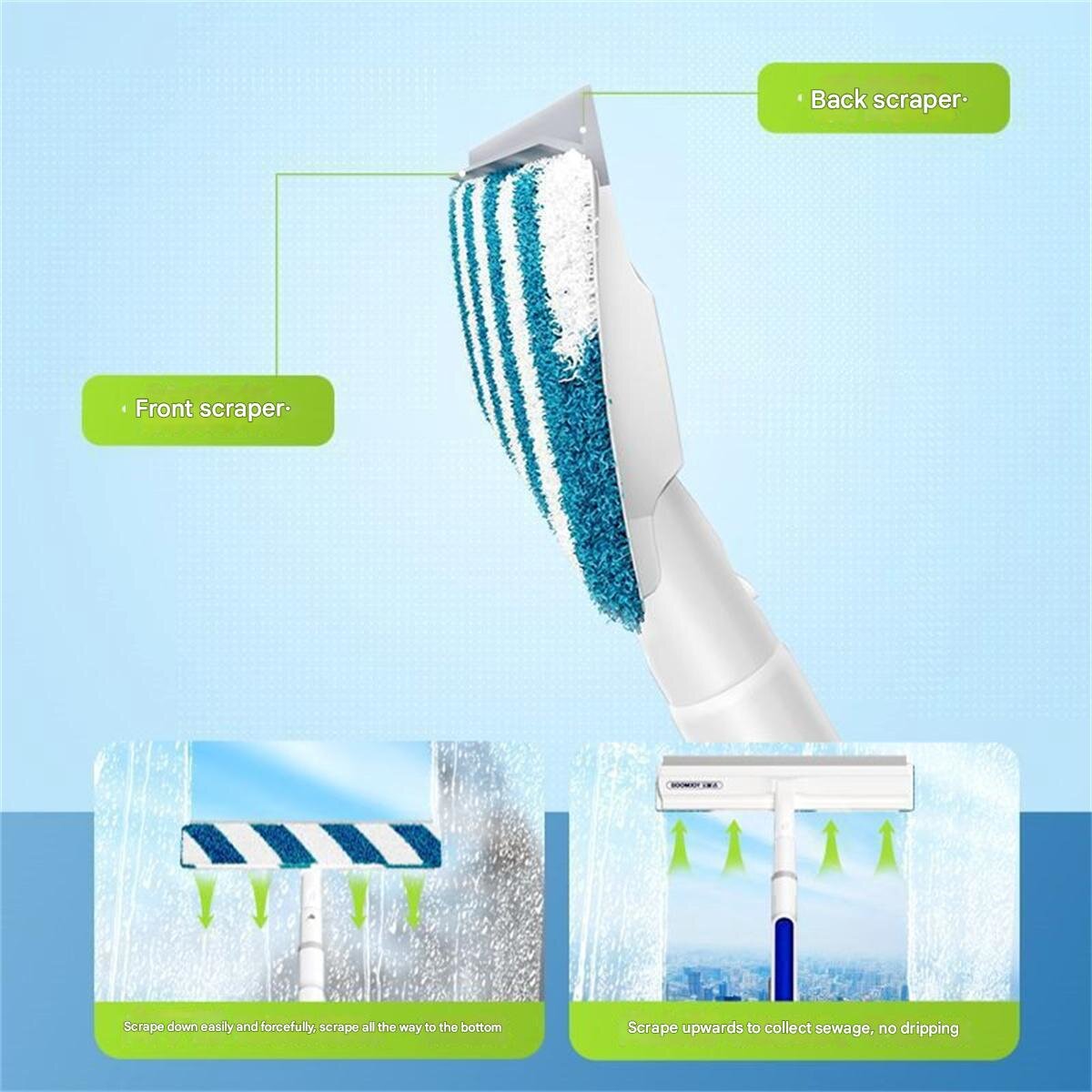 Household Water Spray Glass Scraper Window Washing Tool for Housekeeping and Glass Cleaning