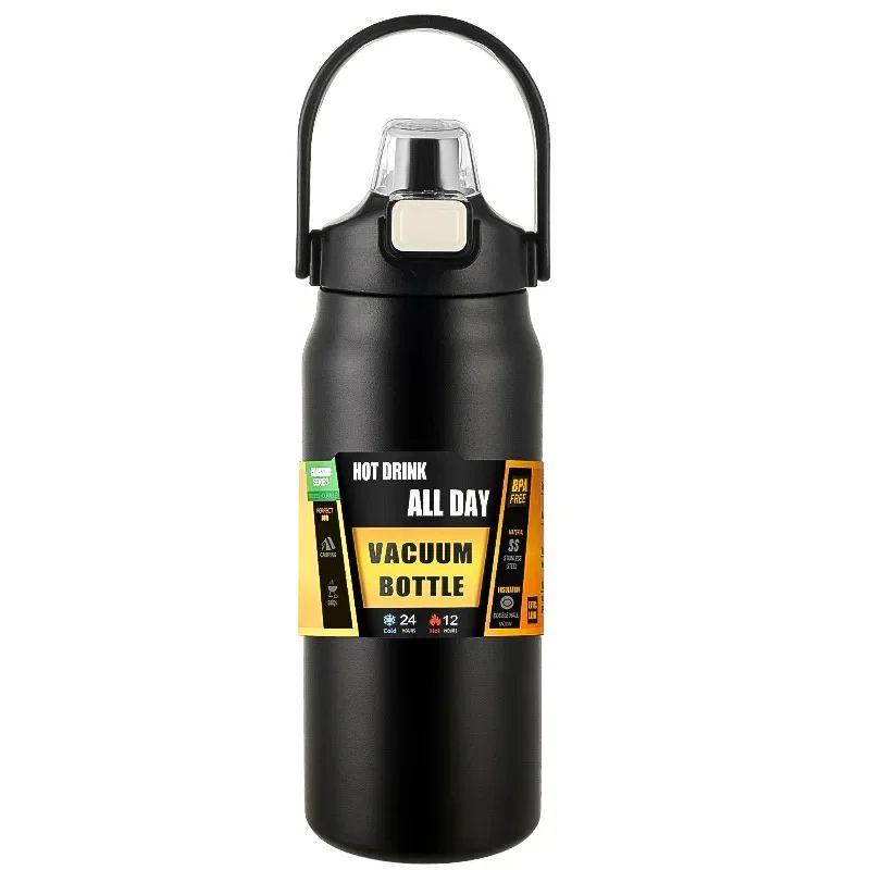 1000 ml Outdoor Thermos Portable Stainless Steel Thermal Mug Tumbler Vacuum Flasks Cold and Hot Sport Water Bottle Straw