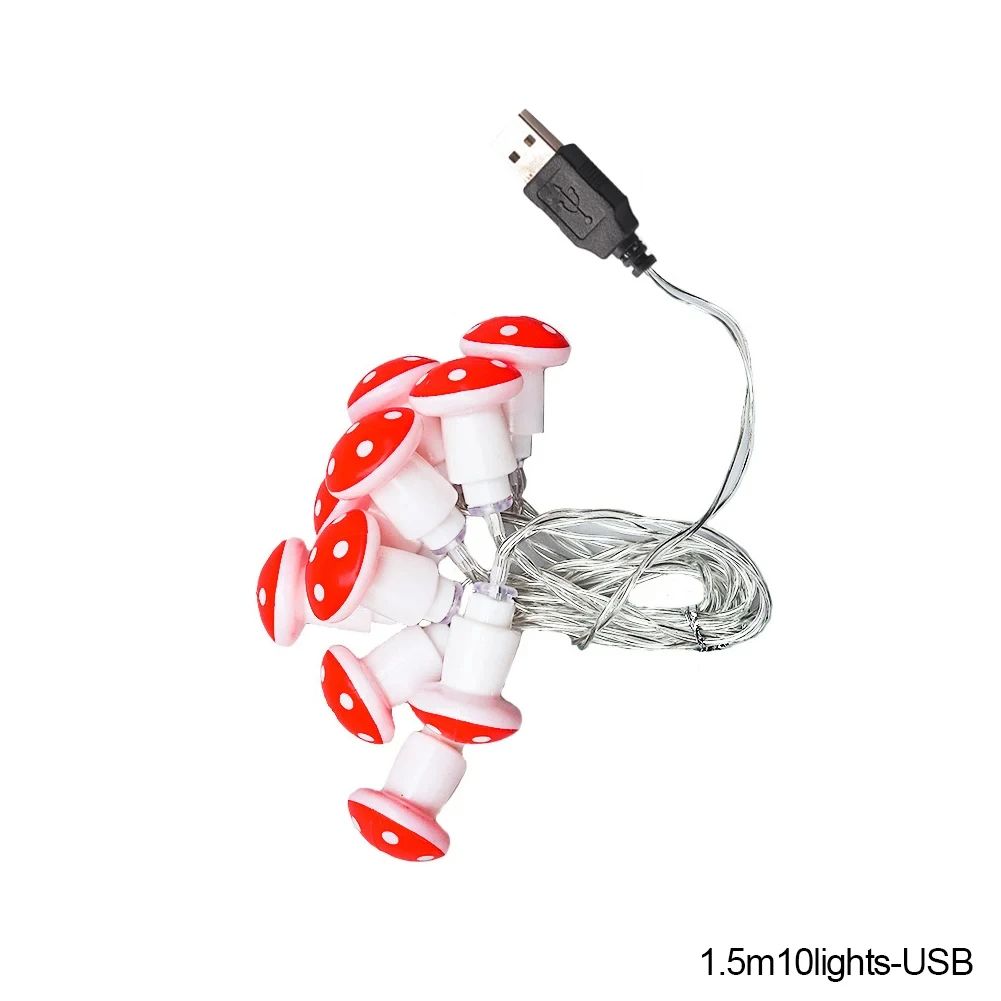 Mushroom LED Fairy Lights USB/Battery Powered String Light for Christmas Party Decor, Holiday Gift Fairy Atmosphere