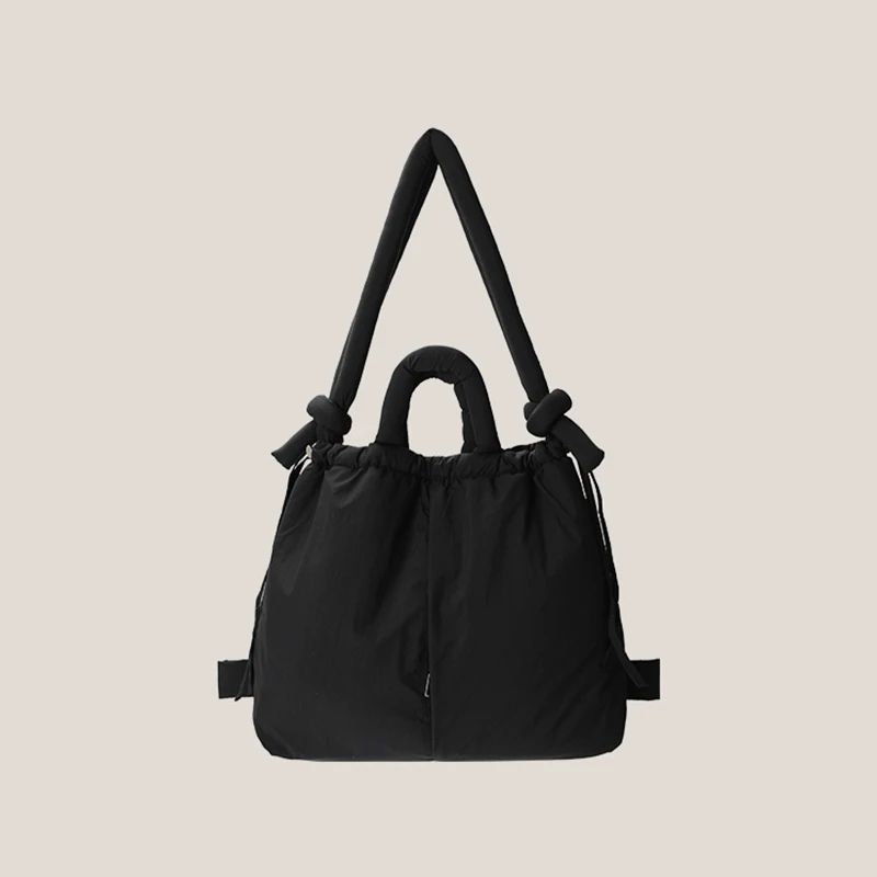 Designer Soft Puffer Nylon Tote Bag, Casual Vintage Large Capacity Women Shoulder & Crossbody Handbag