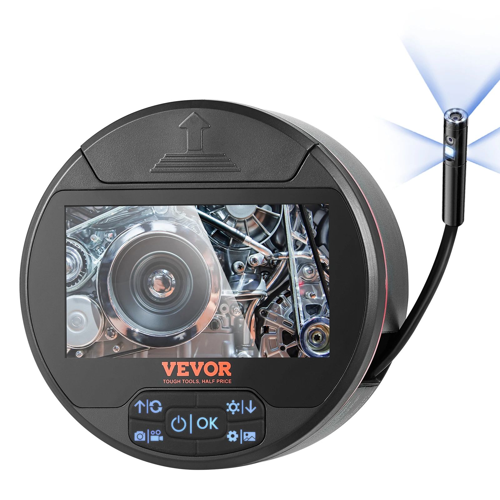 Triple Lens Endoscope Camera IPS Screen, IP67 Waterproof Borescope for Automotive & Plumbing Inspections