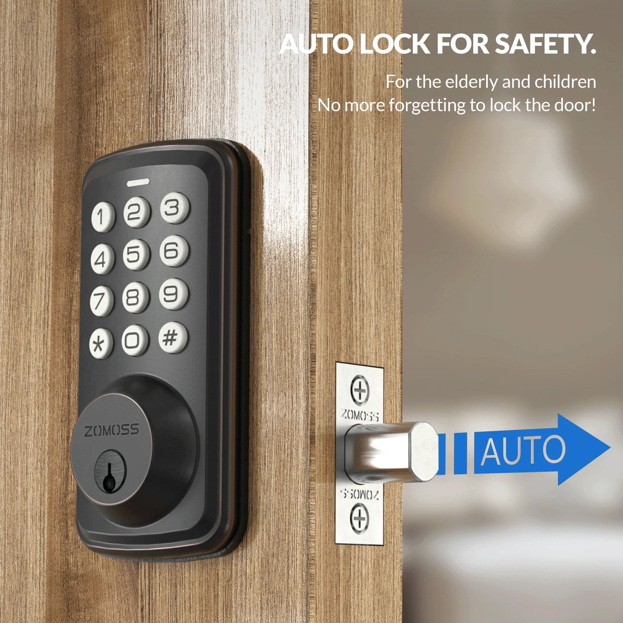 ZOMOSS Smart Keypad Digital Door Lock Keyless Entry | Inspire Uplift