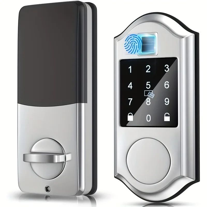 CIEPOJIT Smart Fingerprint Deadbolt Door Lock, Electric Keyless Entry Door Lock with Auto Lock, Keypad, Password, Latch