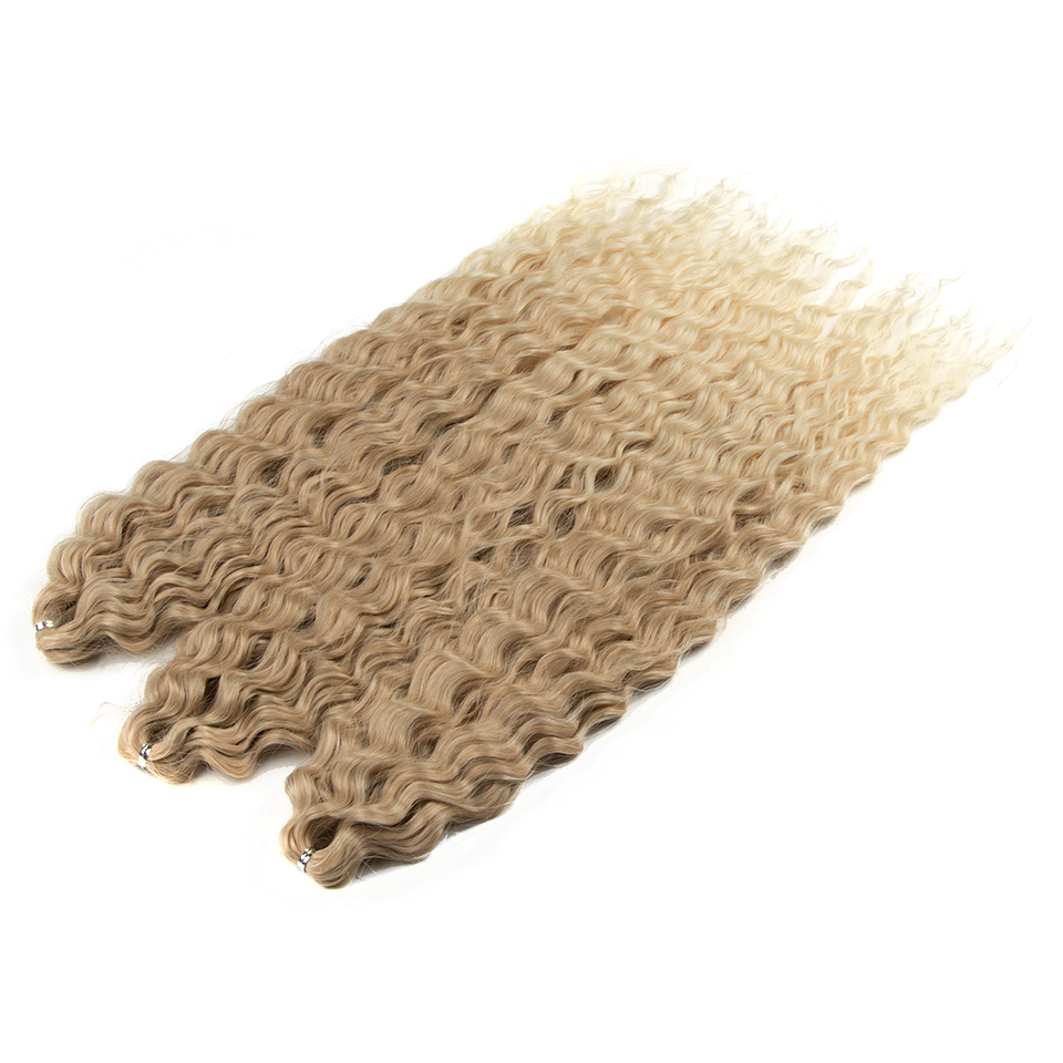 Ariel Hair Water Wave Crochet Braids, Synthetic Twist Curly Hair Ombre Blonde Brown Deep Wave Braiding Hair Extensions