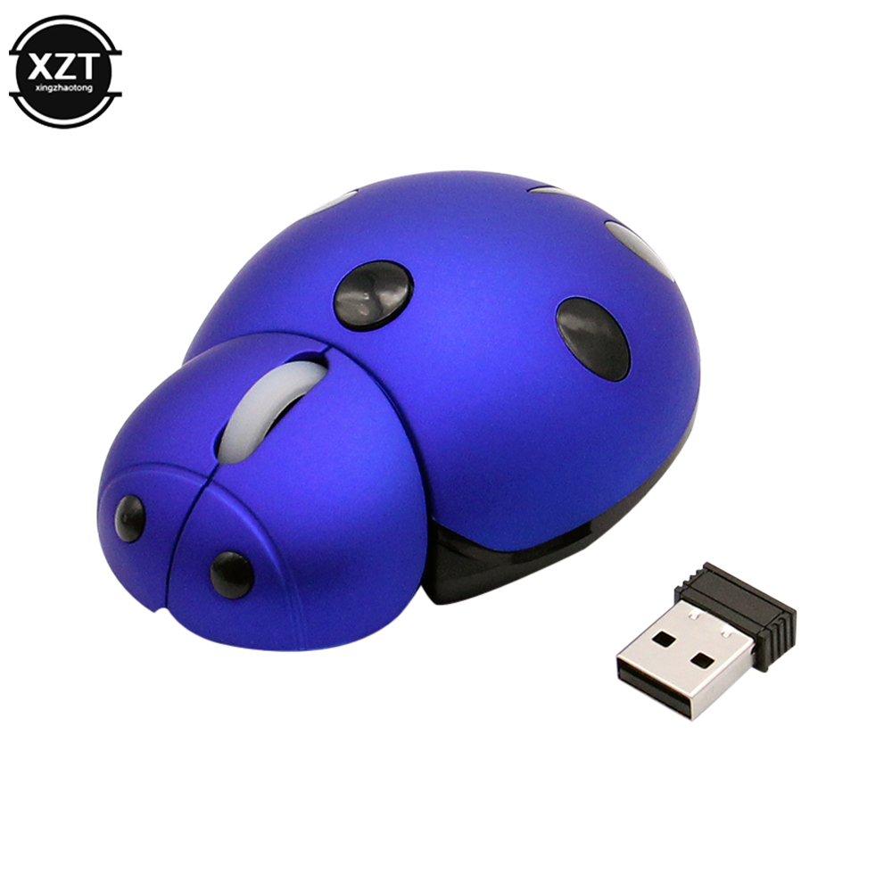 Creative Ladybug Shape Portable Wireless Laser Mini Ergonomic Computer Mouse, USB Animal Mause, PC Laptop Gift