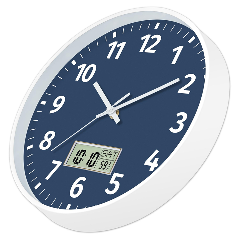 Silent Non Ticking Digital Wall Clock with Day and Temperatu | Inspire ...