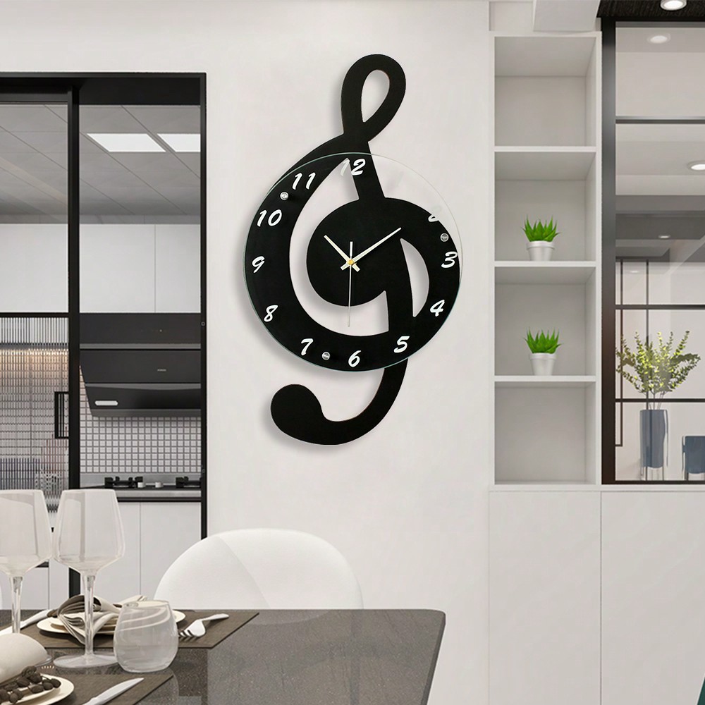 Modern Musical Note Glass Wall Clock Silent Hanging Decor | Inspire Uplift