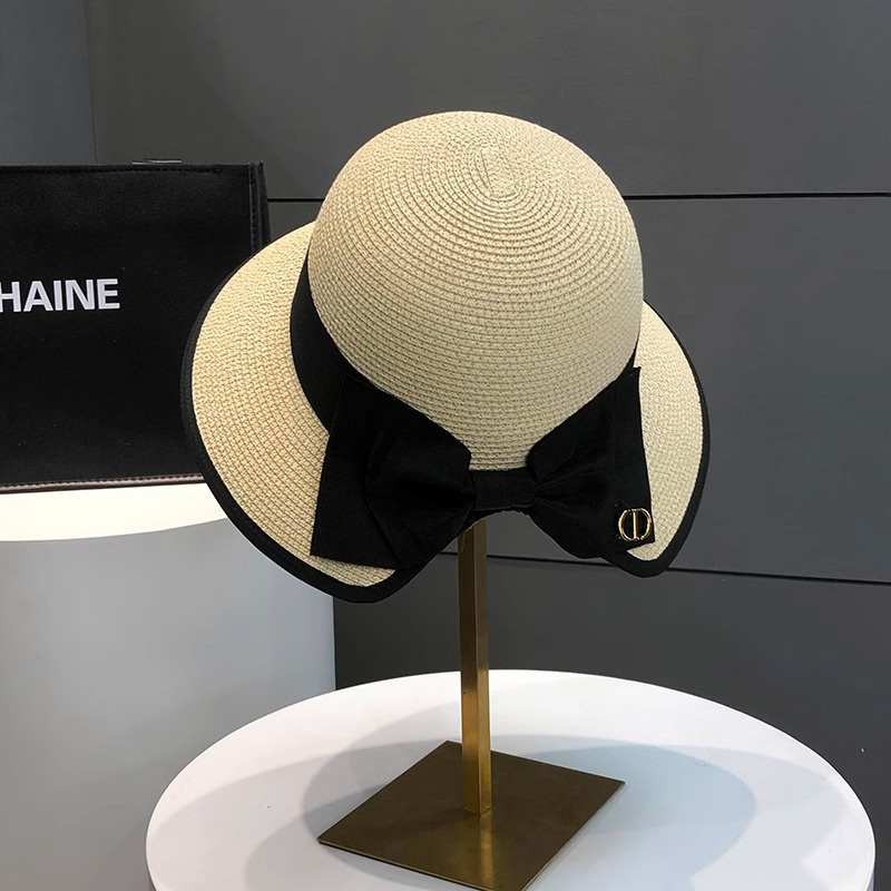 Women Summer Straw Hat Top Panama Hat Korean Style Large Brim Sun Protection Cap, Versatile Beach Hat Fascinator