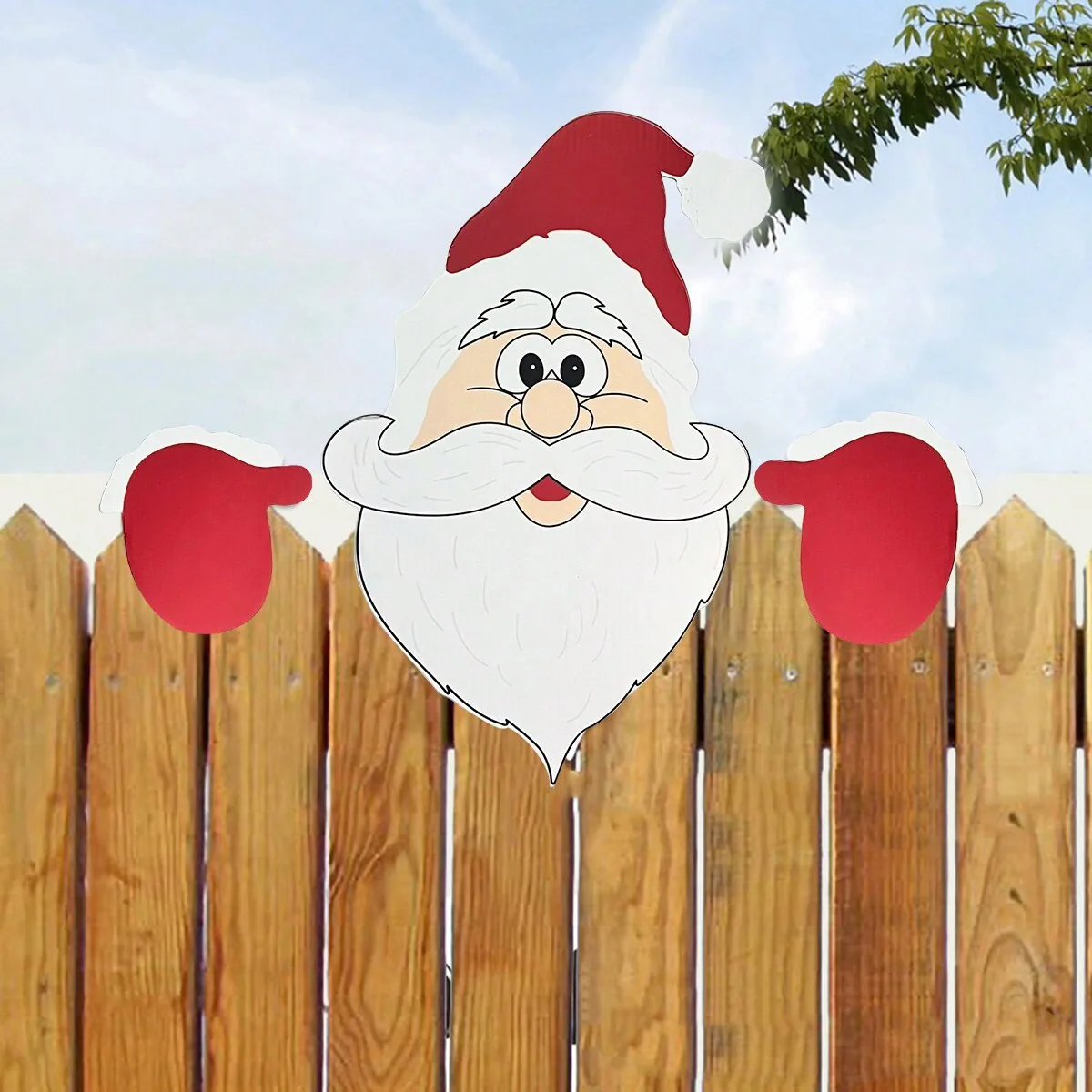 Santa Clause Peeker Yard Ornament, Christmas Fence Decoration, Indoor Outdoor Holiday Placard, DIY Festival Gift