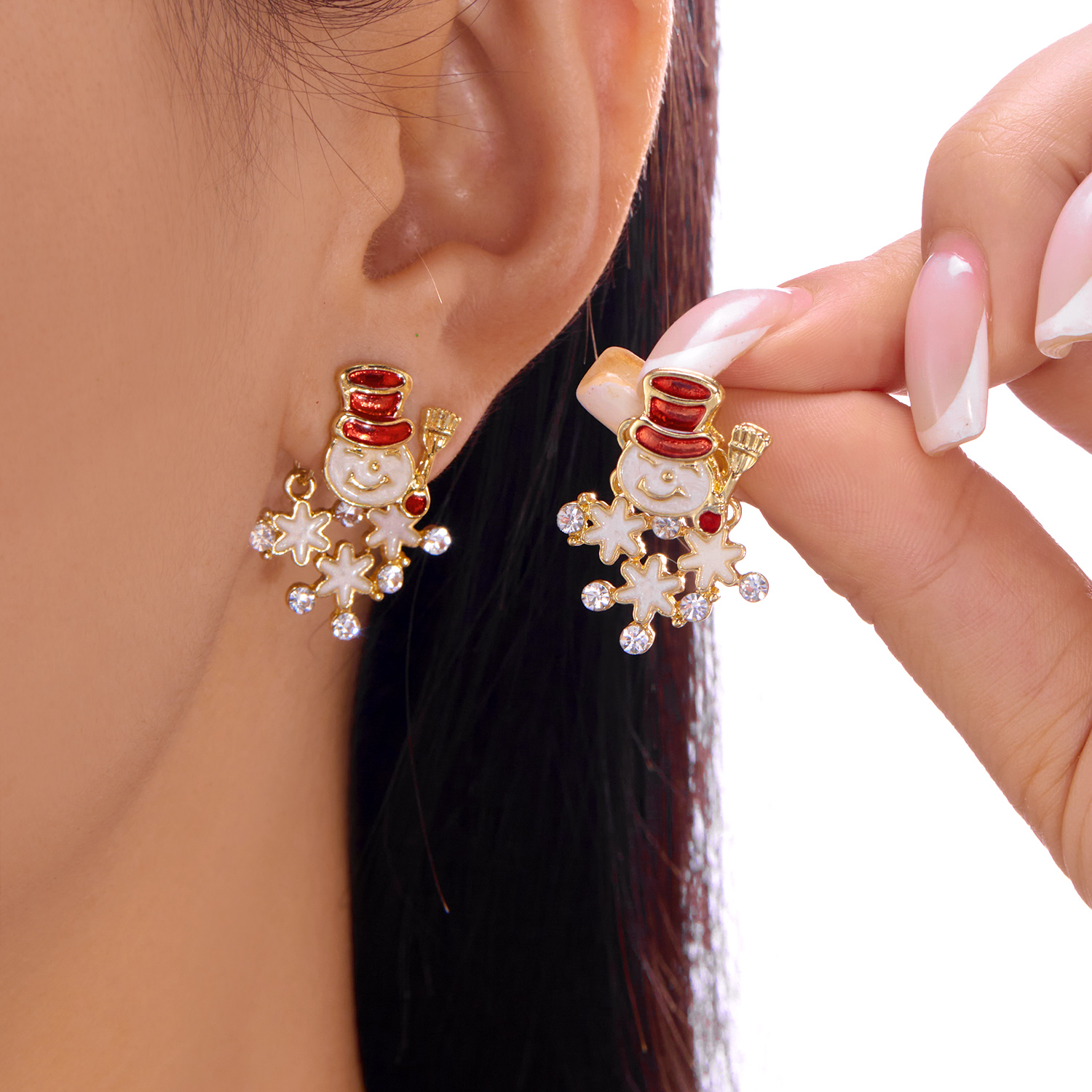 Christmas Earrings for Women Minimalist, Exquisite Rhinestone Snowman, Tree Bell Bow Earrings, New Year Friendship Jewel