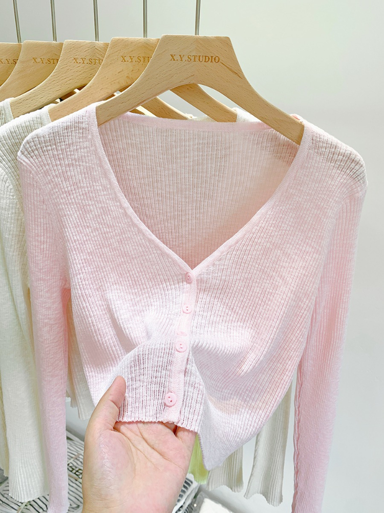 Ice Silk Knit Cardigan Lightweight UV Protection Summer Shrug for Women