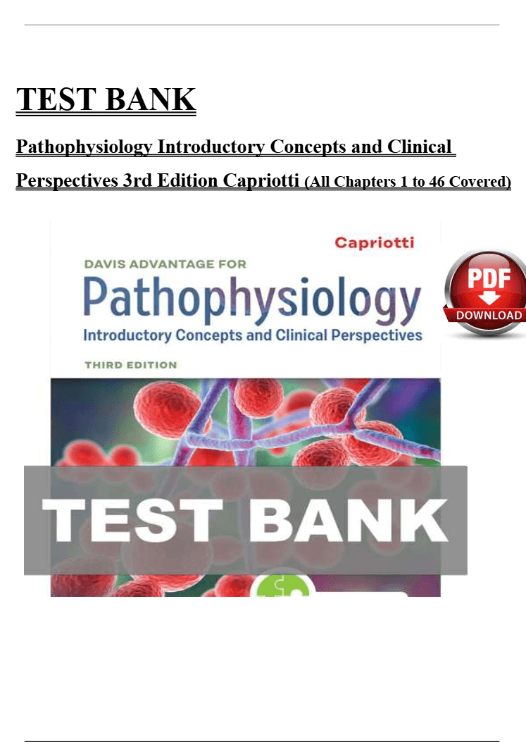 Test Bank For Davis Advantage for Pathophysiology Introducto Inspire