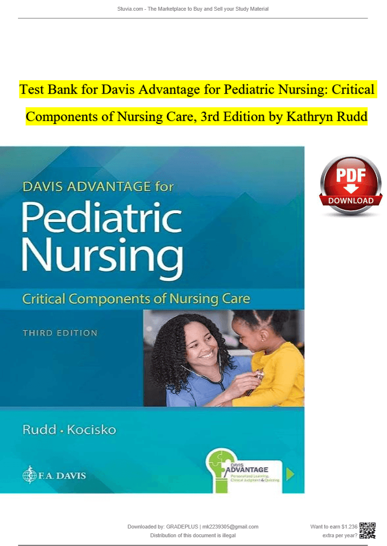TEST BANK - Kathryn Rudd, Davis Advantage for Pediatric Nurs | Inspire ...