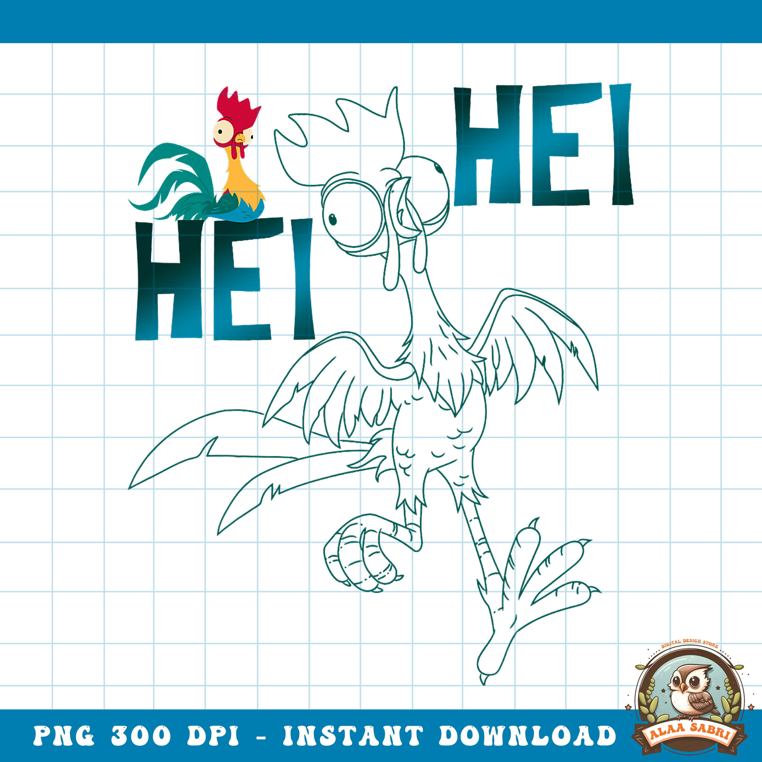Disney Moana Hei Hei Outline png digital download instant Inspire