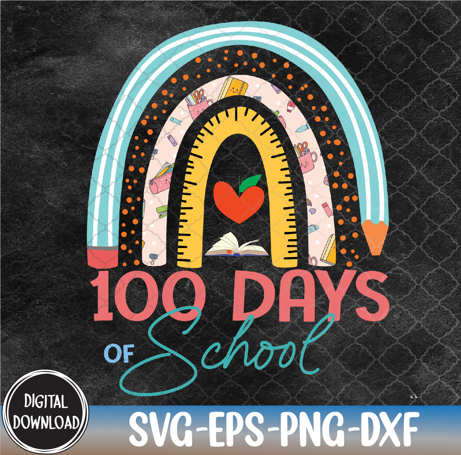 100th Day Of School Teacher 100 Days Smarter Boho Rainbow Sv | Inspire ...