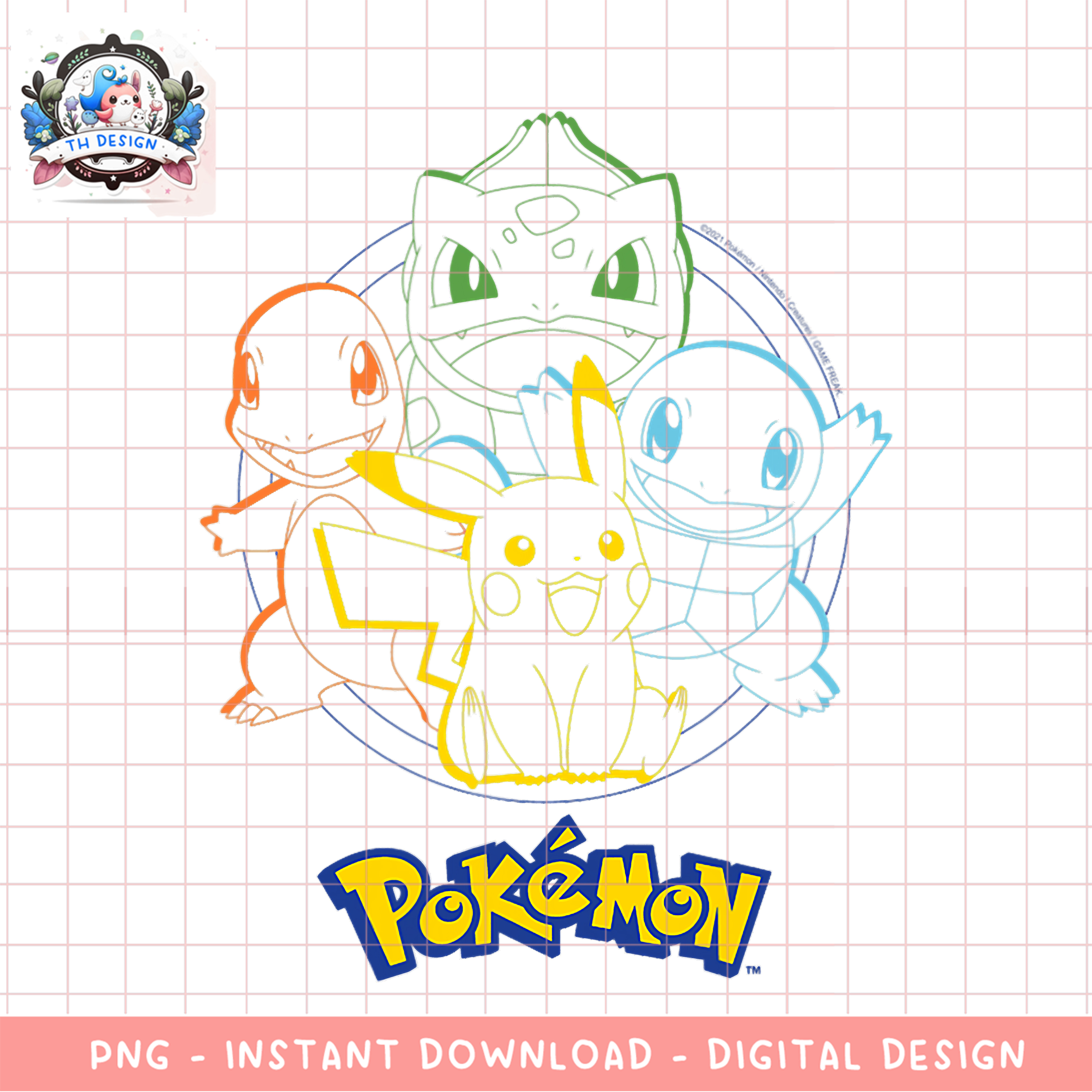 Outline Drawing Pokemon Rockingtons Pokemon - Group Outline png, digital download, instant | Inspire Uplift