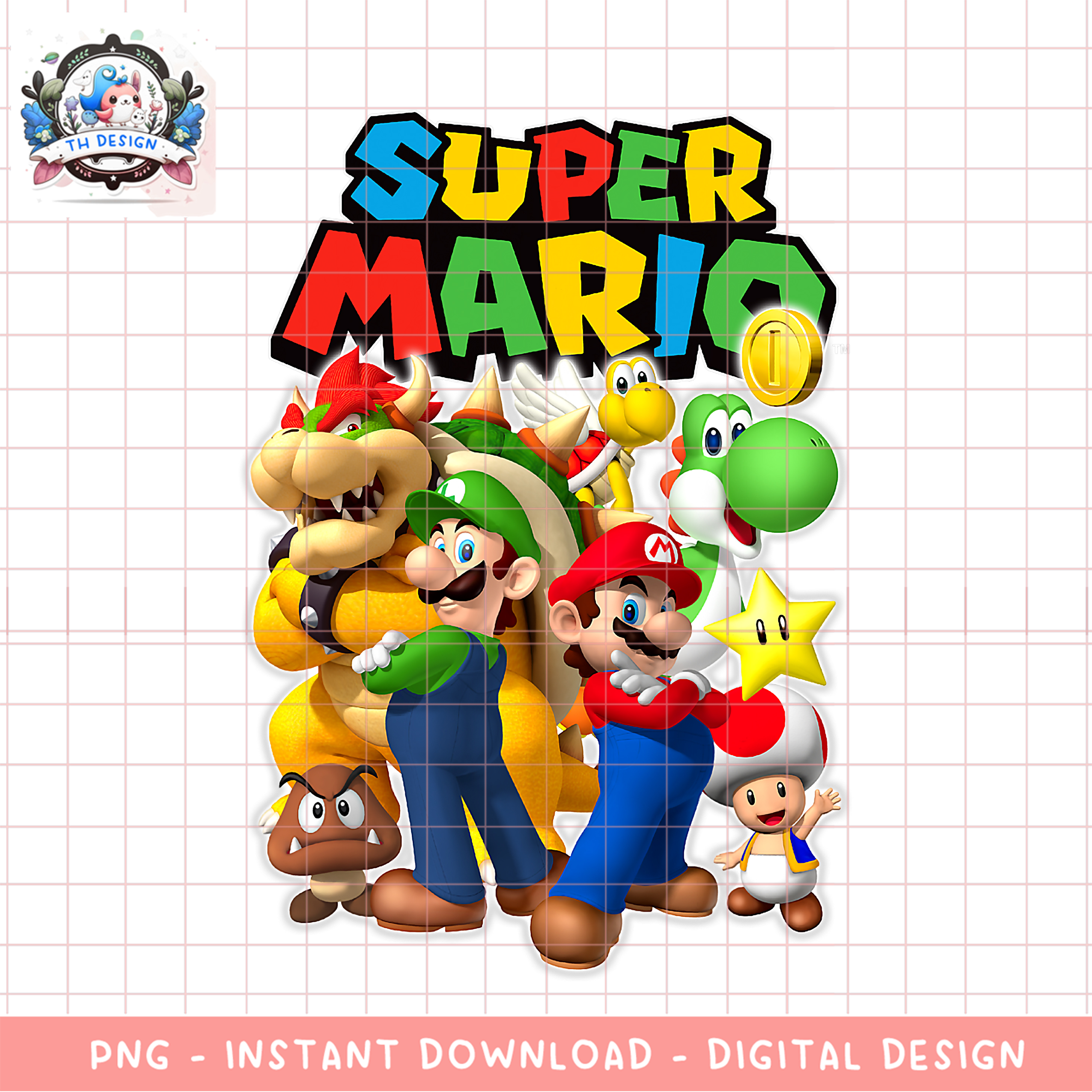 Mario Groupa Super Mario Originals Group Shot png, digital download, inst | Inspire ...