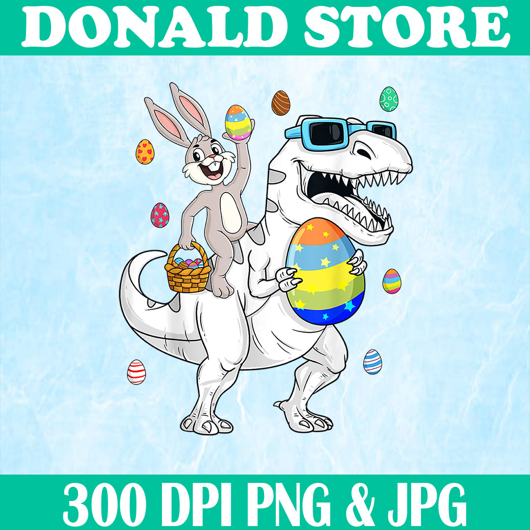 Easter Bunny Riding T Rex Dinosaur Funny Eggs Easter Day Png | Inspire ...