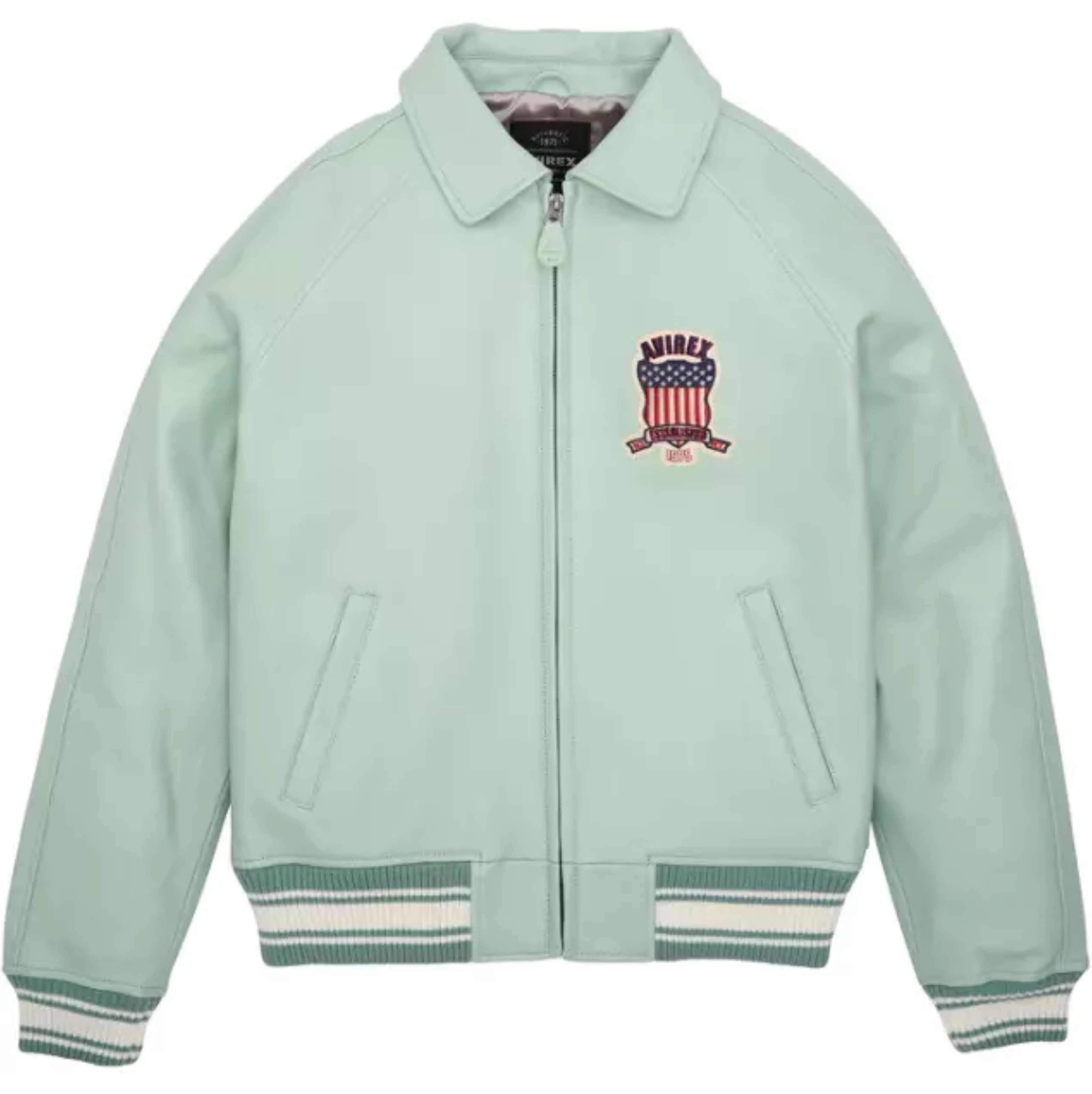 Green Bomber Flight Leather Avirex Jacket