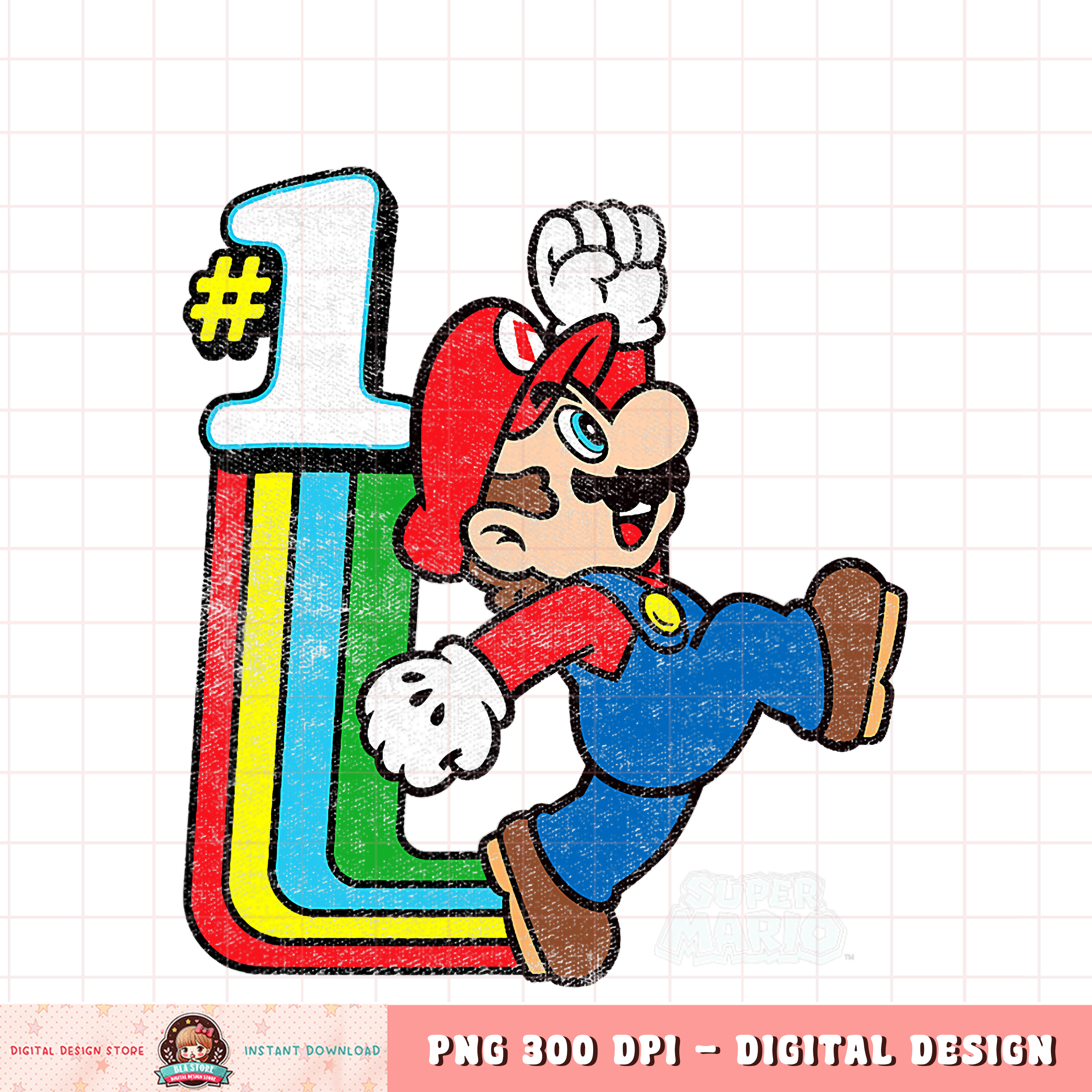 Super Mario Number One Rainbow Run Mario Arm Up png, digital | Inspire ...