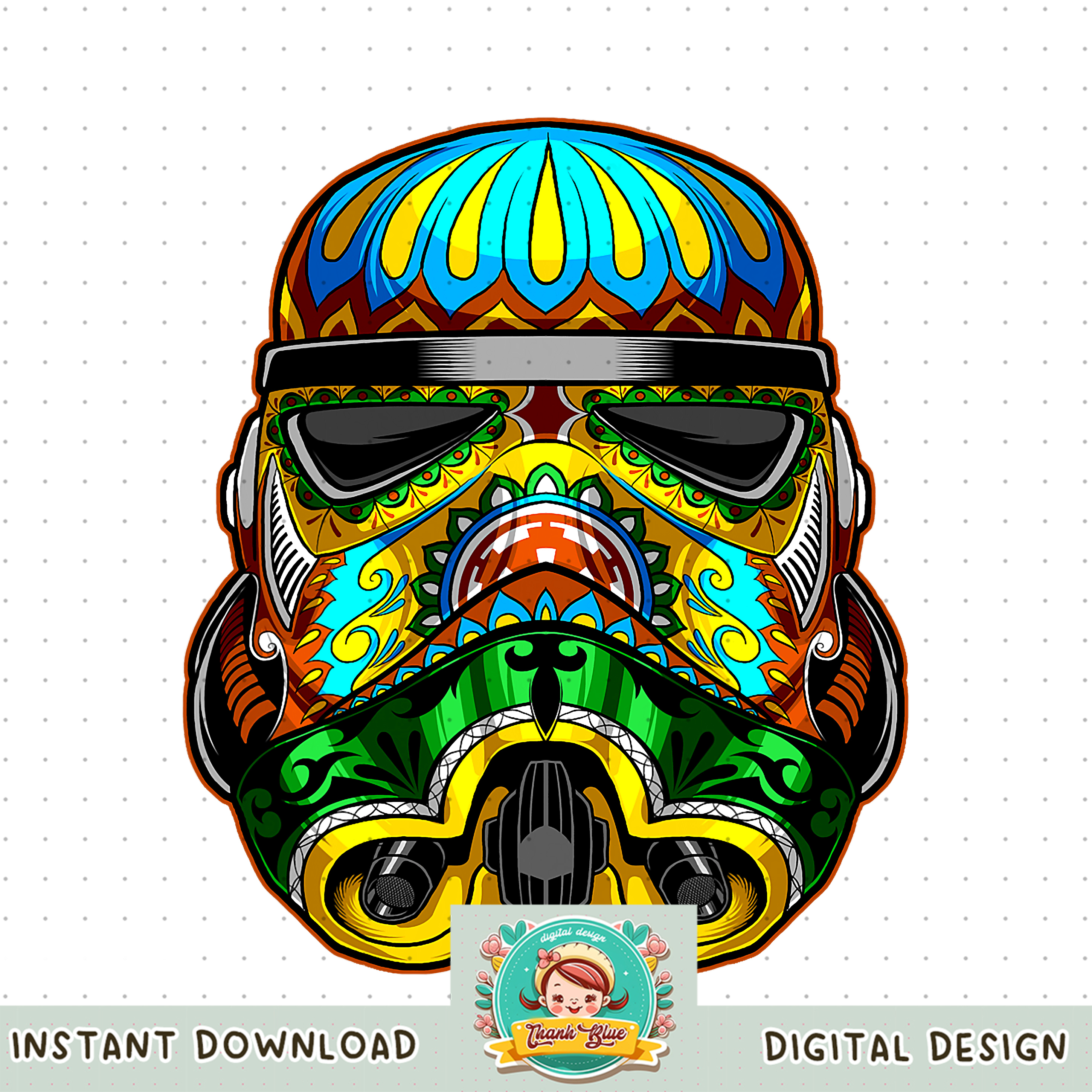 Star Wars Stormtrooper Ornate Sugar Skull Graphic png, digit Inspire