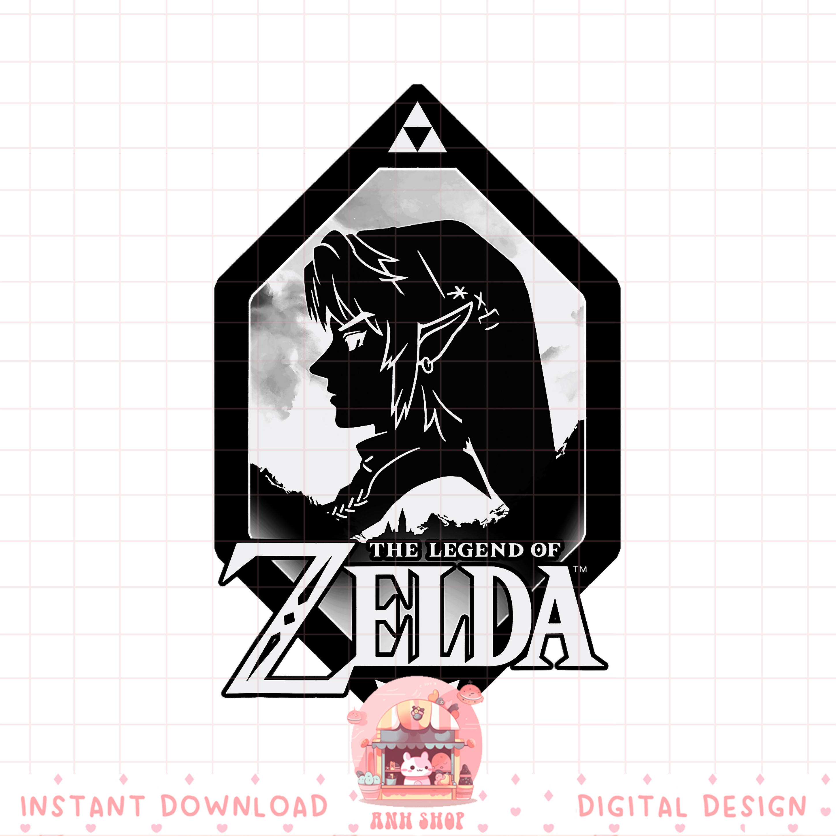 Legend of Zelda Link Side Profile Diamond Graphic png, digit | Inspire ...