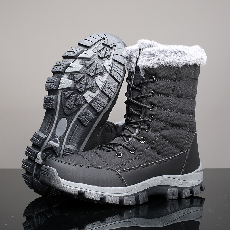 Winter Men's Snow Boots, Warm Plush Anti-slip Outdoor Hiking Boots, Women's Mid-length Couple Sports Shoes
