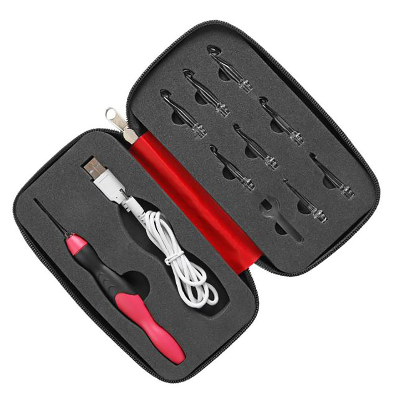 LED Sewing Tools Set, DIY Weaving Sweater Tools Kit with USB Light Up Crochet Hooks