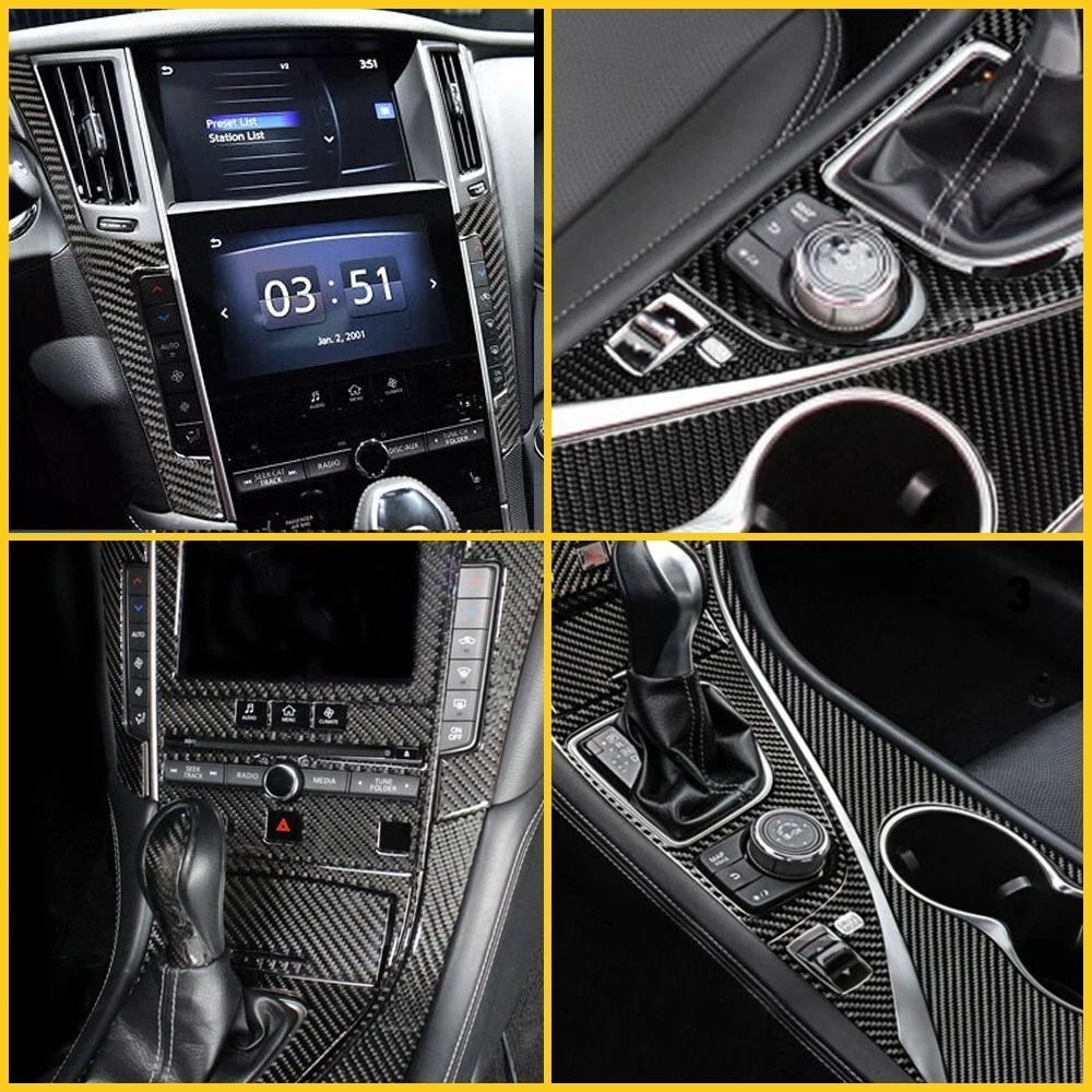 Full Interior Carbon Fiber Kit Set Cover Trim, Premium Gear Shift Protection, Easy Installation, Perfect Match
