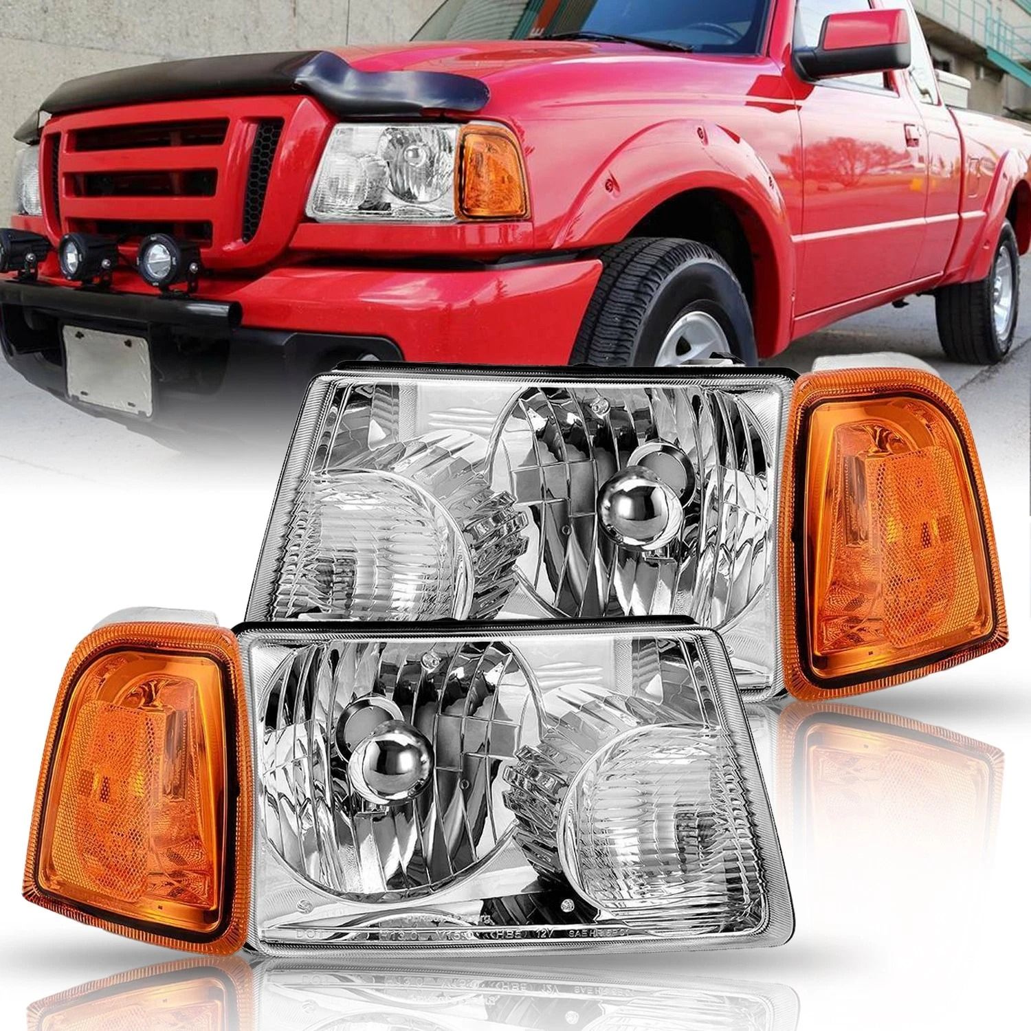 Headlamps Assembly Set for Left & Right Side, Durable Construction, Angle Adjustable Headlight