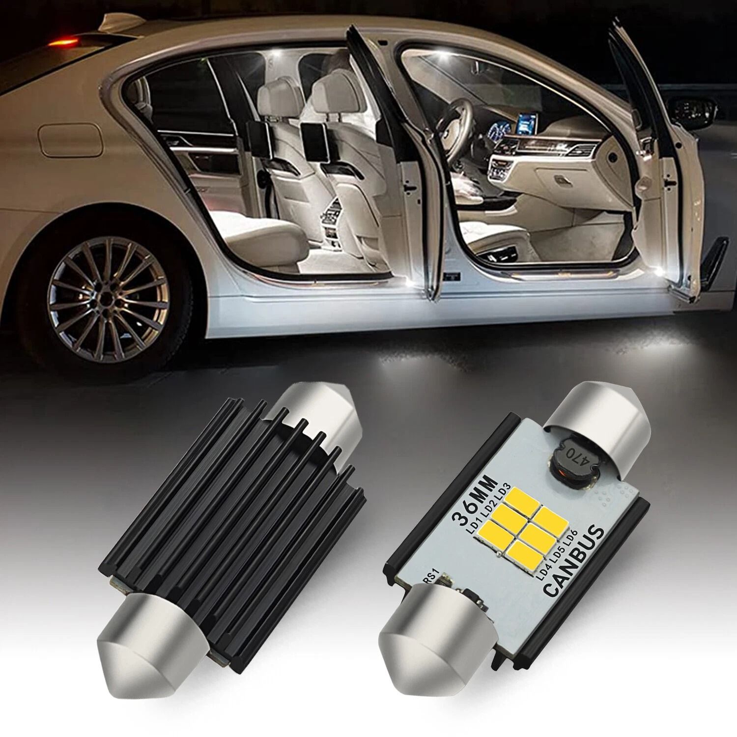 White LED License Plate Tag Lights, LED Bulbs, Interior Dome/Map/Trunk Lights, Canbus Error Free, Long Life