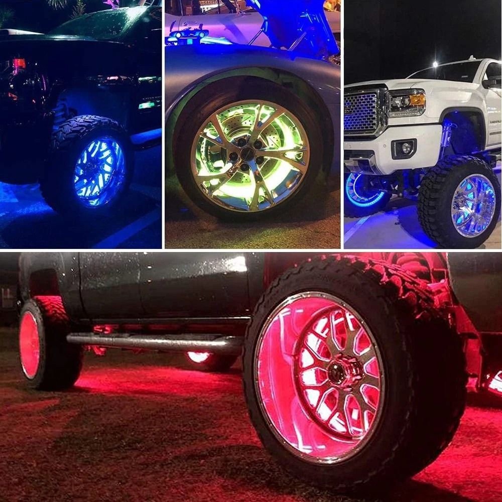 RGB Color Changing LED Wheel Lights for Car Truck, Bluetooth APP + Remote