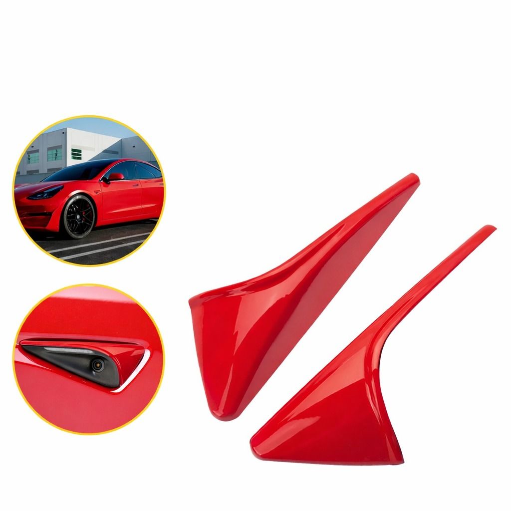 High-Performance Glossy Red Side Fender Camera Vent Covers, Easy Installation