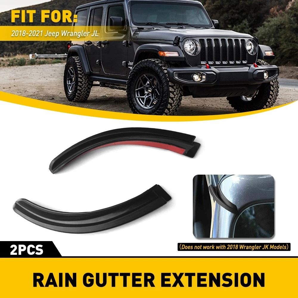 ABS Water Rain Gutter Extension for Jeep Wrangler JL, Durable Hardtop Rain Diverter, Quick Installation