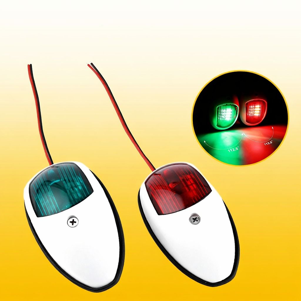 Marine Bow Light Lamp, Pair Red & Green LED Navigation Lights for Boat Pontoon, Waterproof LED Boat Lights