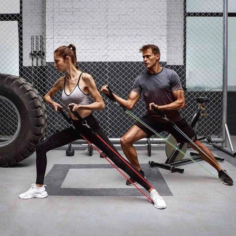 Yoga Pilates Abs Exercise Resistance Band Set, Fitness Tube Workout Bands for Strength & Flexibility