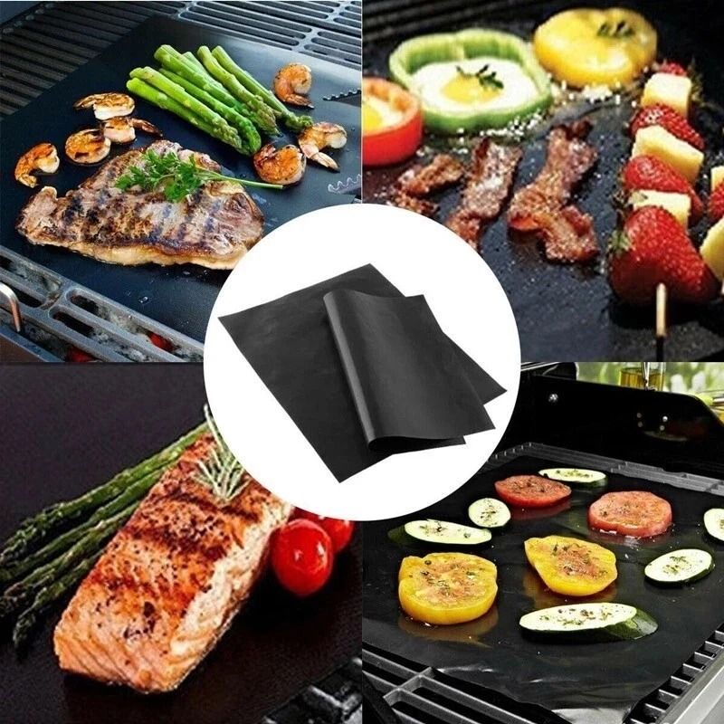 Set of BBQ Grill Mats, Non Stick Reusable, Outdoor Cooking and Baking Grilling Mats