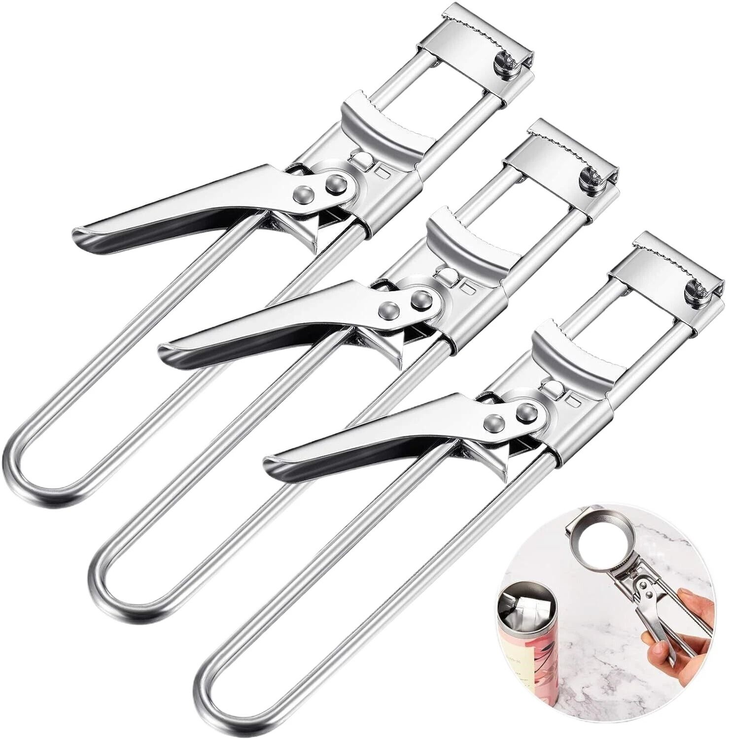 Stainless Steel Can Opener, Adjustable Multifunctional Jar Lid Gripper Kitchen Tool for Effortless Opening and Grip