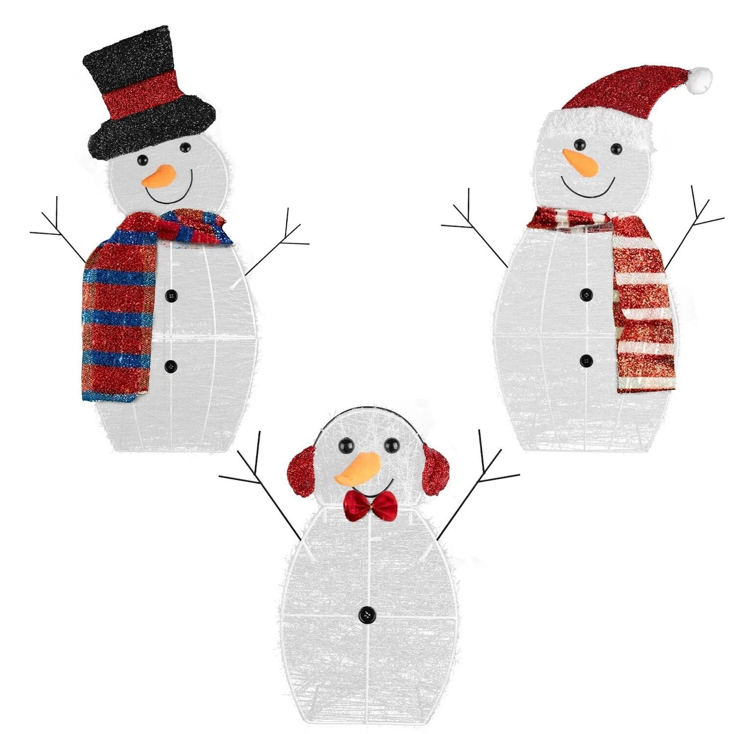 Xmas Garden Yard Snowman, 2D Christmas Snowman Lamp Decor, Warm Light for Garden, Holiday Winter Decor