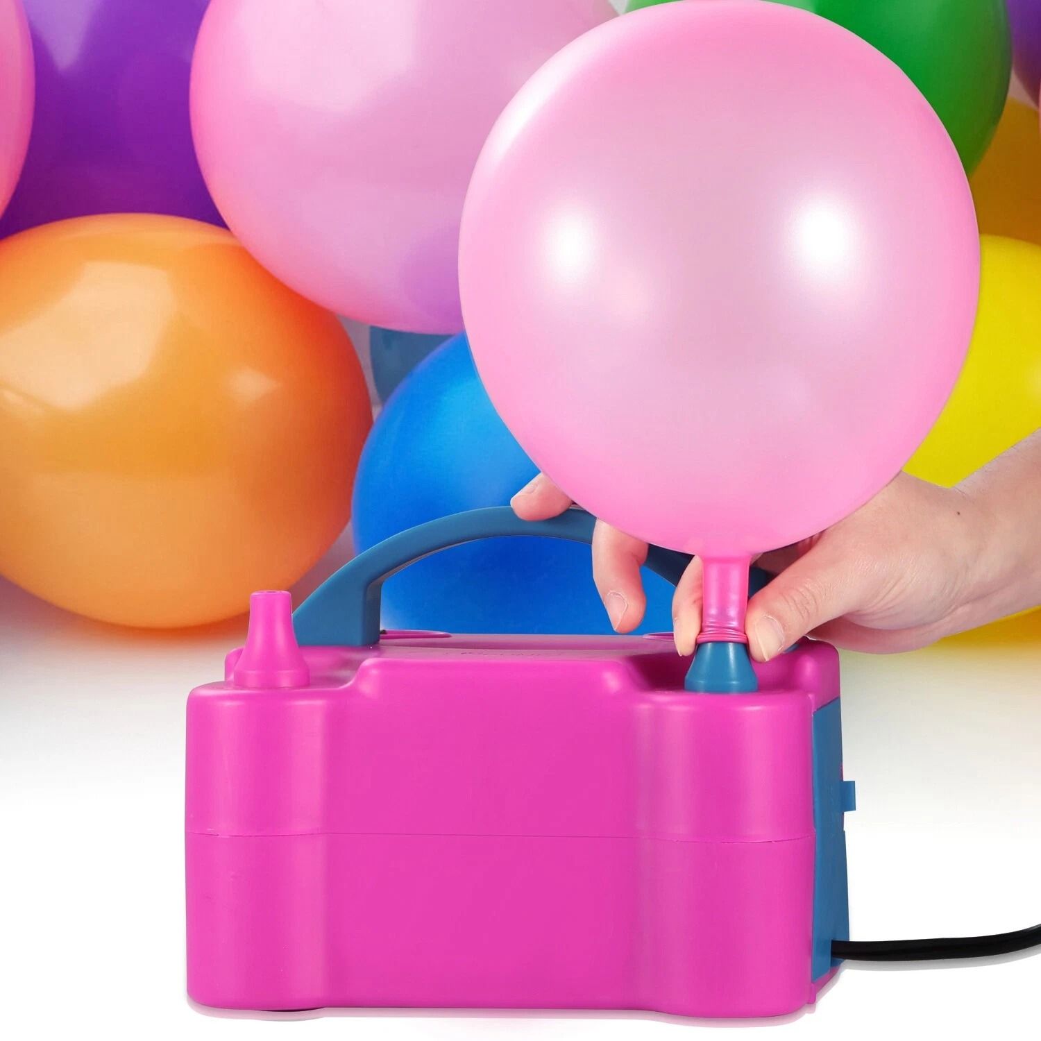 Balloon Air Pump Inflator, Portable Double Electric Blower, Pink Party Pump for Fast Inflation
